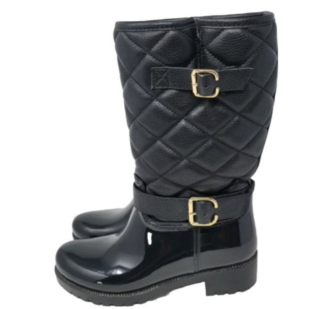 Trendsetter Dixie Black Boot Womens Size 9M Double Buckles‎ Mid Calf Height